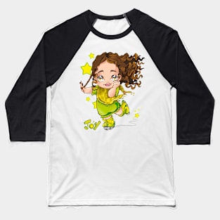 Cute girl playing roller skates | Joy Baseball T-Shirt